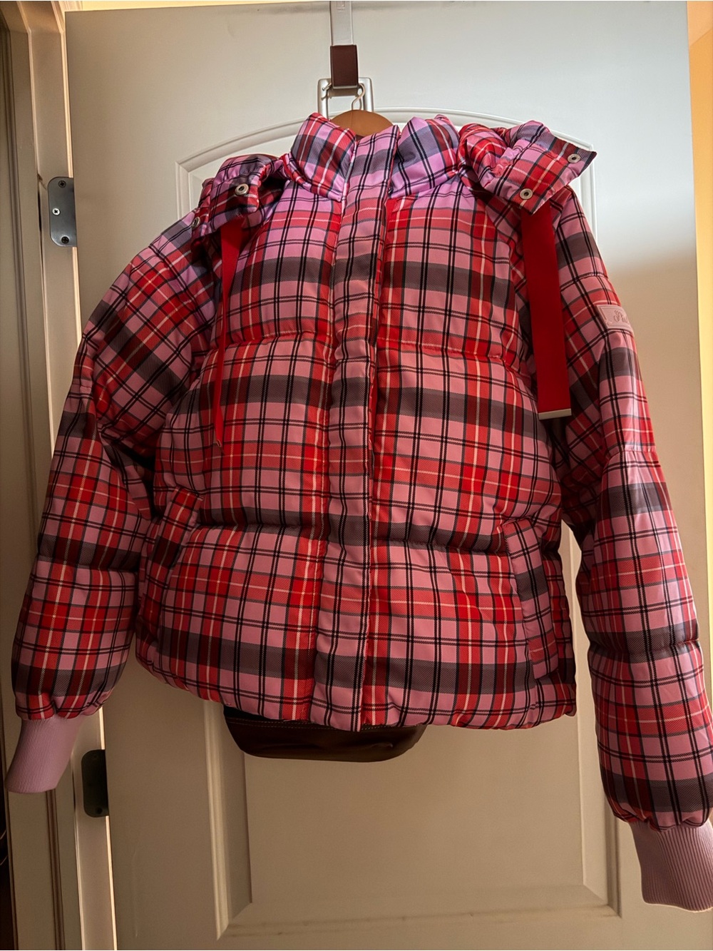 PINK Pink Plaid Puffer Jacket NWOT